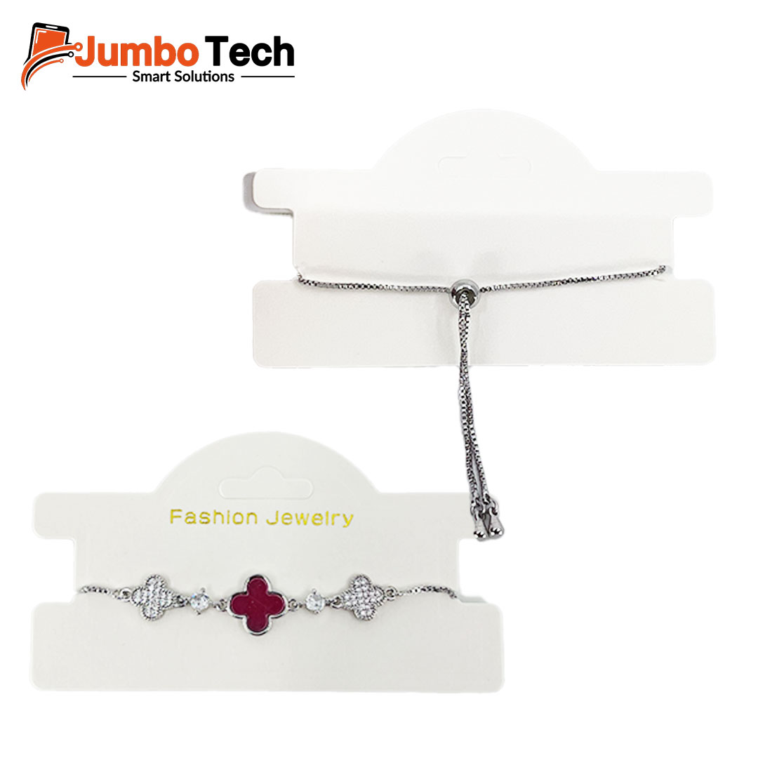 Fashion Jewelry Four-Leaf Clover Bracelet — Adjustable Chain with Crystal Stones