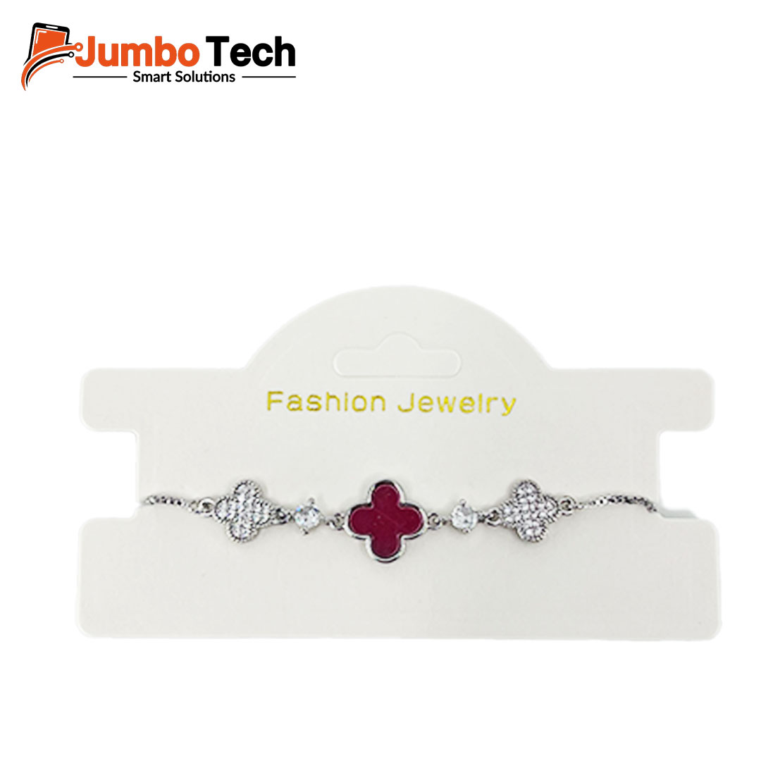 Fashion Jewelry Four-Leaf Clover Bracelet — Adjustable Chain with Crystal Stones