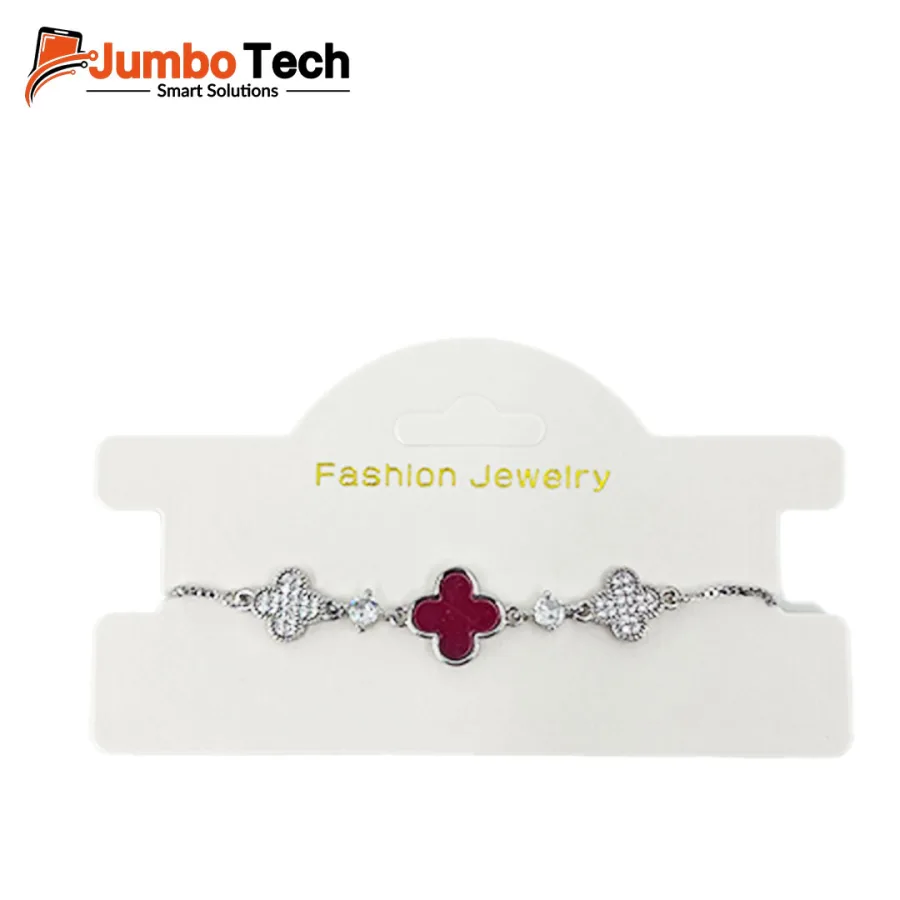 Fashion Jewelry Four-Leaf Clover Bracelet — Adjustable Chain with Crystal Stones