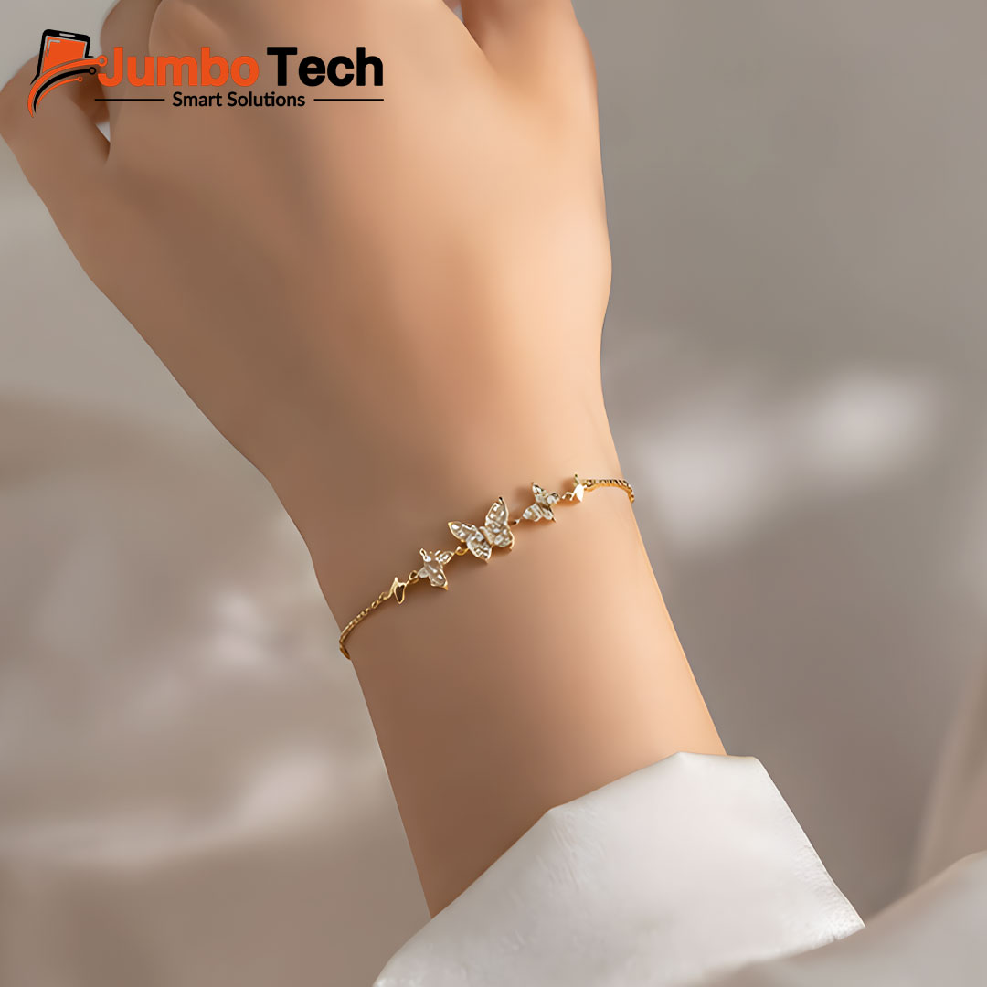 Fashion Jewelry Four-Leaf Clover Bracelet — Adjustable Chain with Crystal Stones
