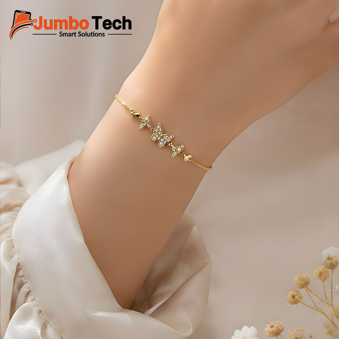 Fashion Jewelry Four-Leaf Clover Bracelet — Adjustable Chain with Crystal Stones