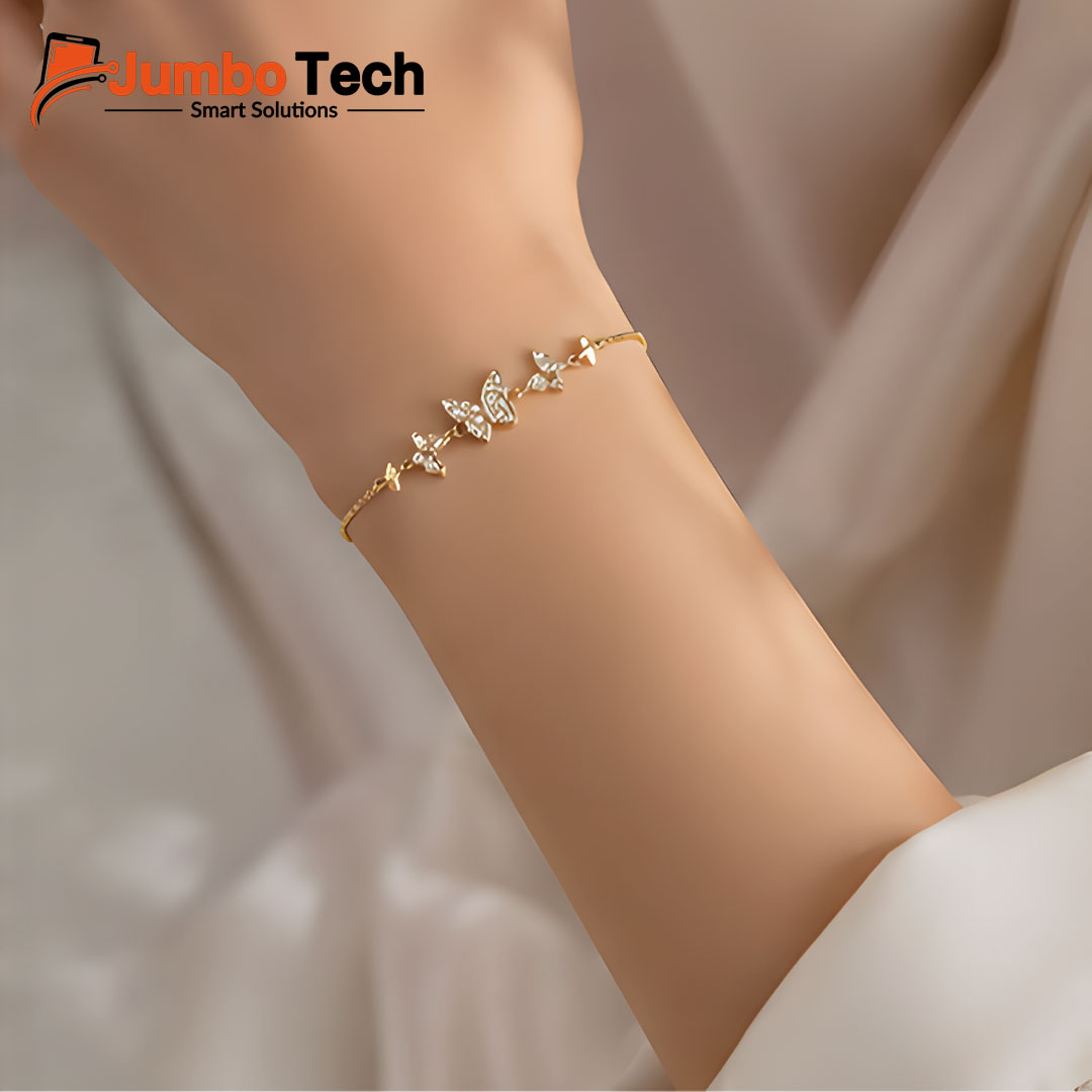 Fashion Jewelry Four-Leaf Clover Bracelet — Adjustable Chain with Crystal Stones
