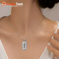 طقم إكسسوار — سلسلة وحلق بتصميم بيضاوي مع أحجار متحركة