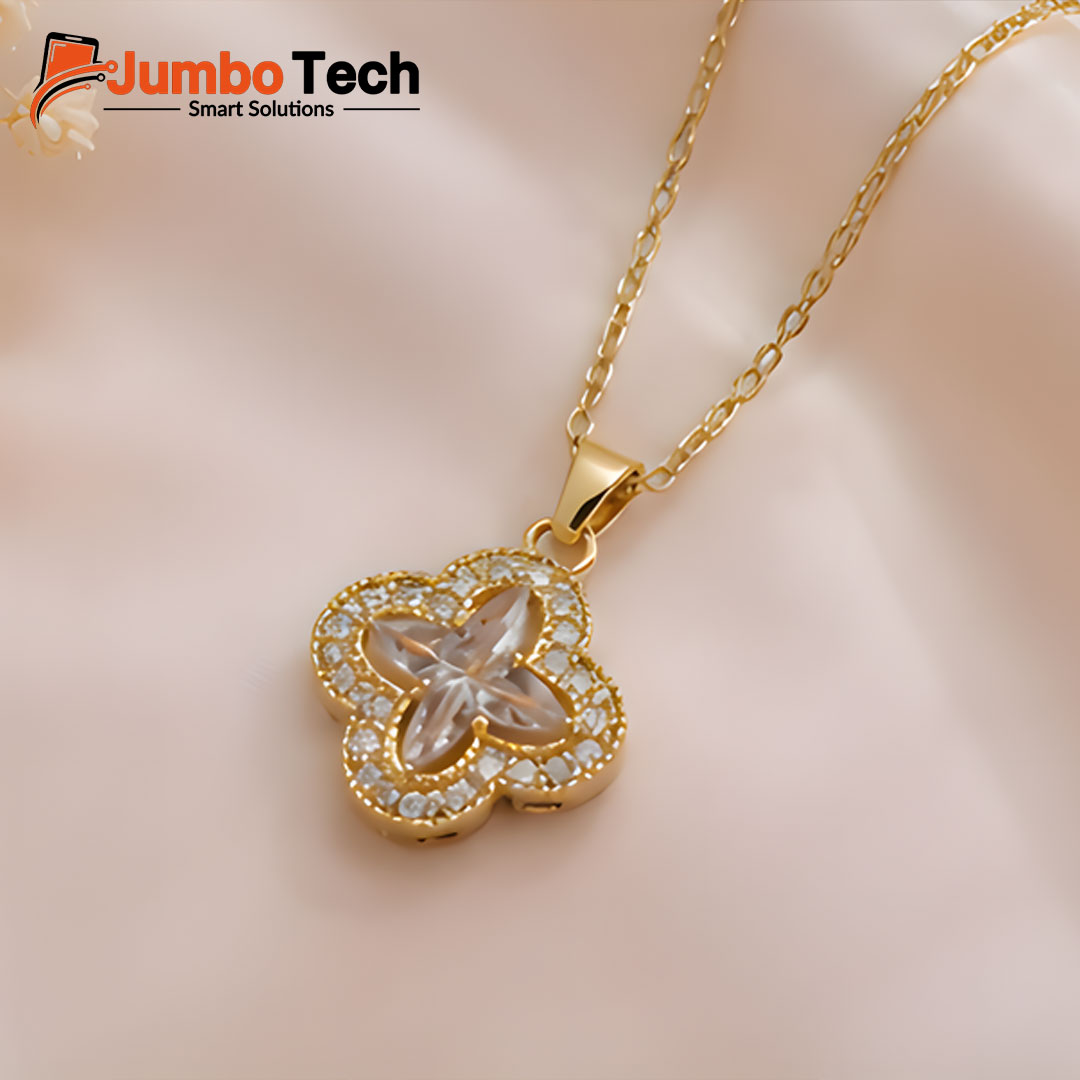 Fashion Jewelry Set — Ring Pendant Necklace & Hoop Earrings with Baguette Crystal Stones