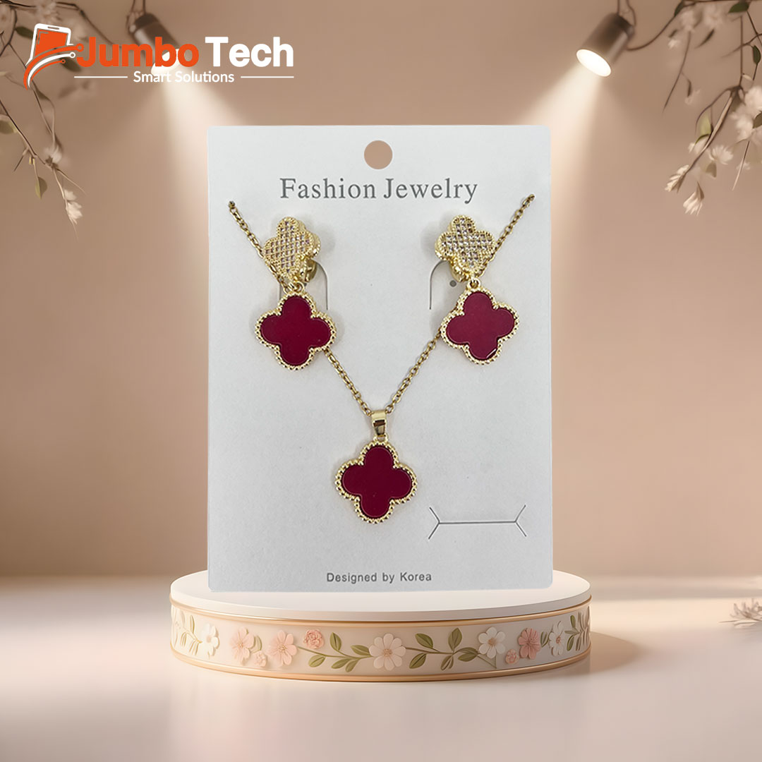 Fashion Jewelry Set — Ring Pendant Necklace & Hoop Earrings with Baguette Crystal Stones