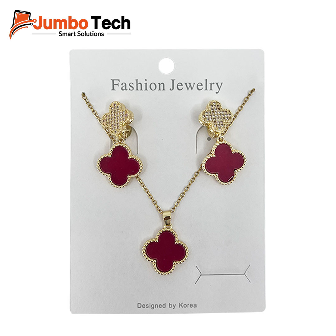 Fashion Jewelry Set — Ring Pendant Necklace & Hoop Earrings with Baguette Crystal Stones