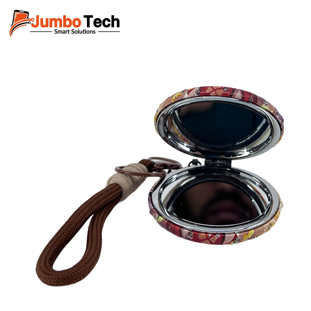 Anime Bag Charm Keychain with Compact Mirror & Braided Rope Strap