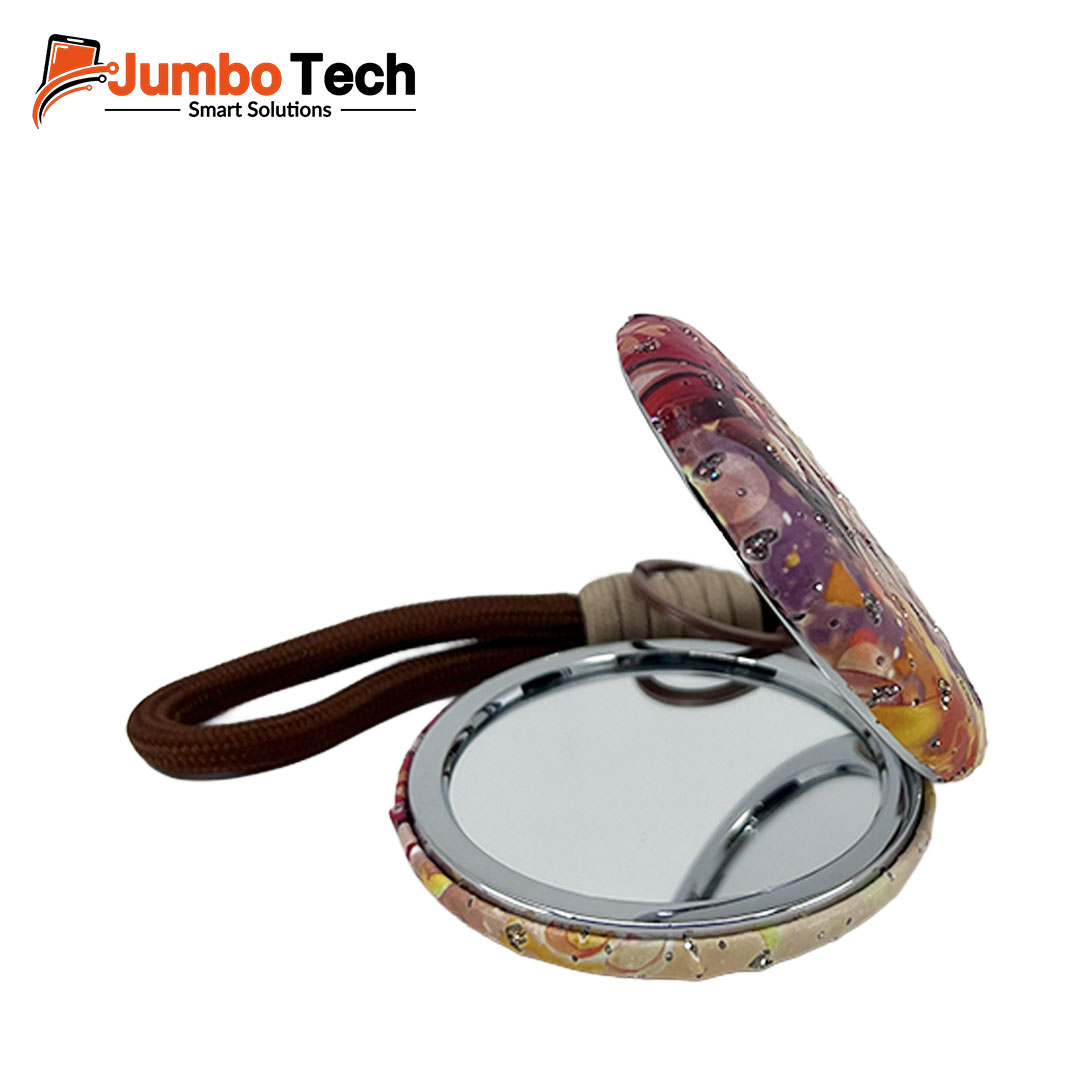 Anime Bag Charm Keychain with Compact Mirror & Braided Rope Strap