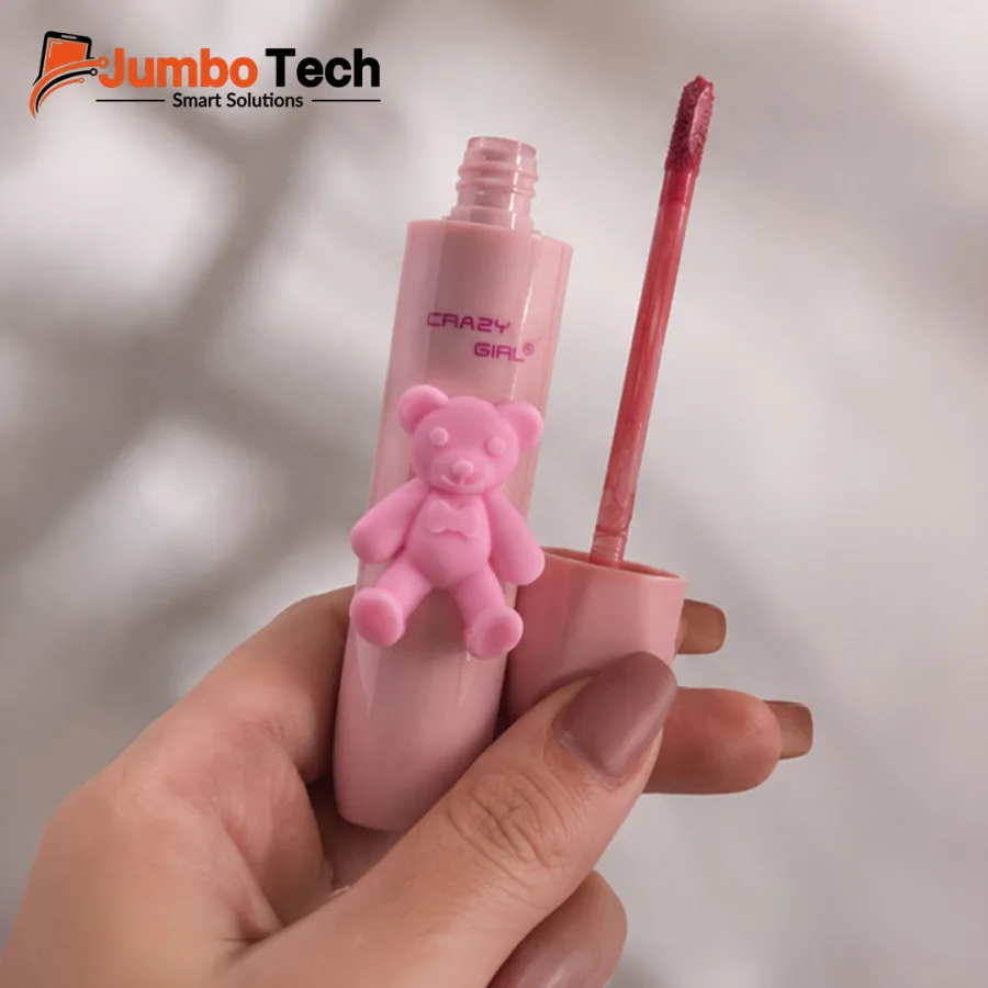 Crazy Girl Bear Charm Liquid Lip Gloss - Rosy Pink Shade
