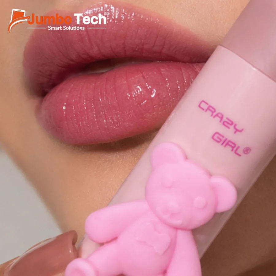 Crazy Girl Bear Charm Liquid Lip Gloss - Rosy Pink Shade