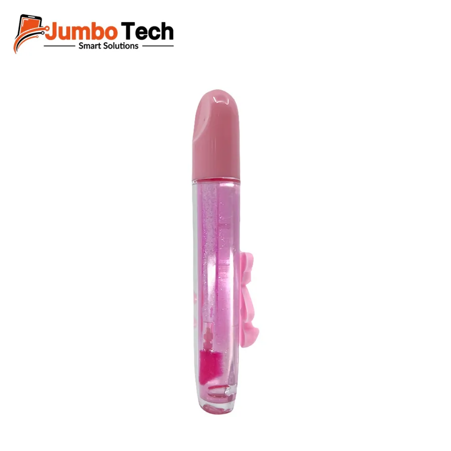 Crazy Girl Bear Charm Lip Gloss - Sheer Pink Glitter Finish