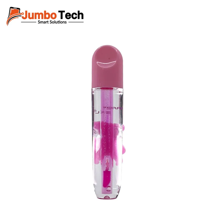 Crazy Girl Bear Charm Lip Gloss - Sheer Pink Glitter Finish