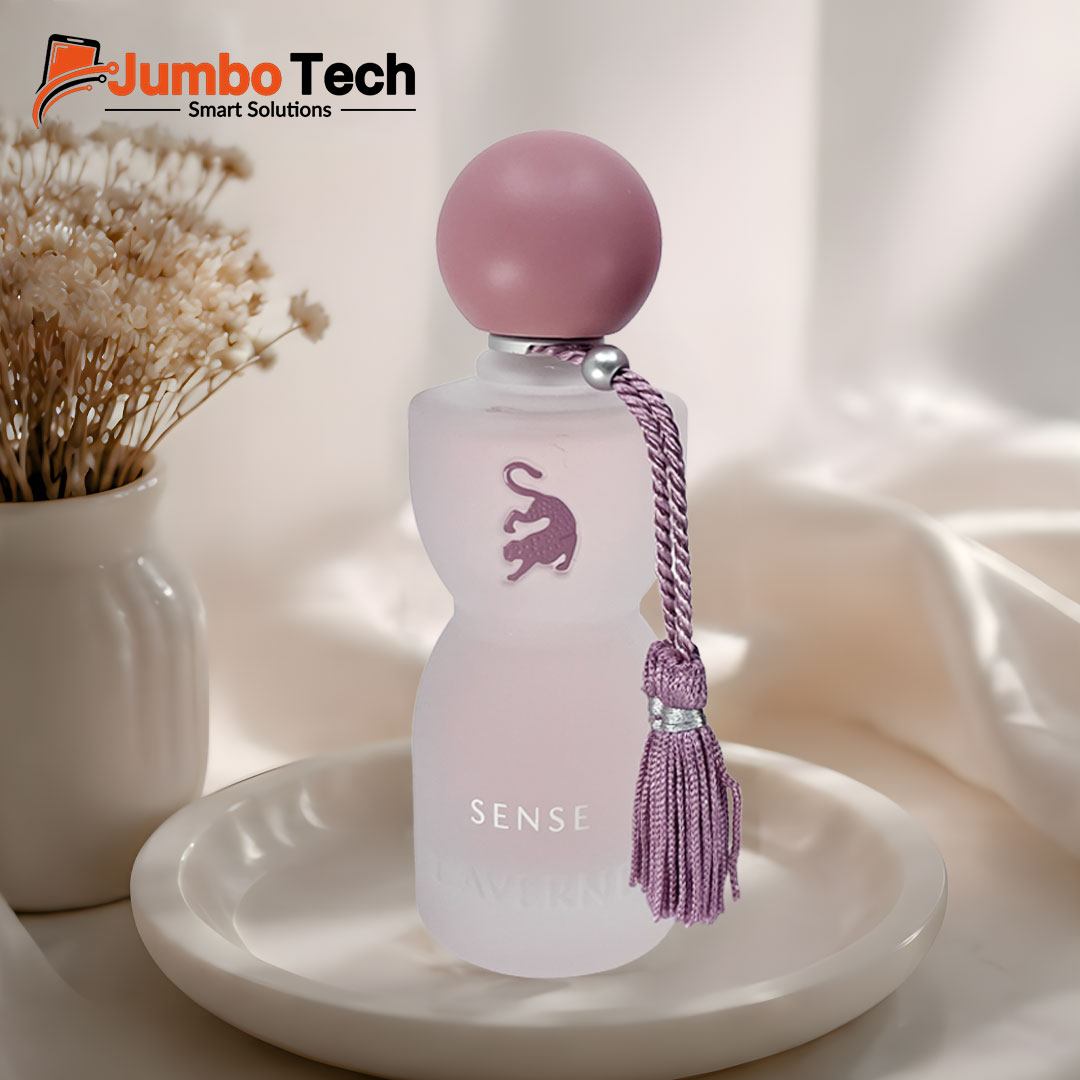 عطر سنس لافيرن نسائي - أو دو بارفان بزجاجة فروستد وردية مع شرابة