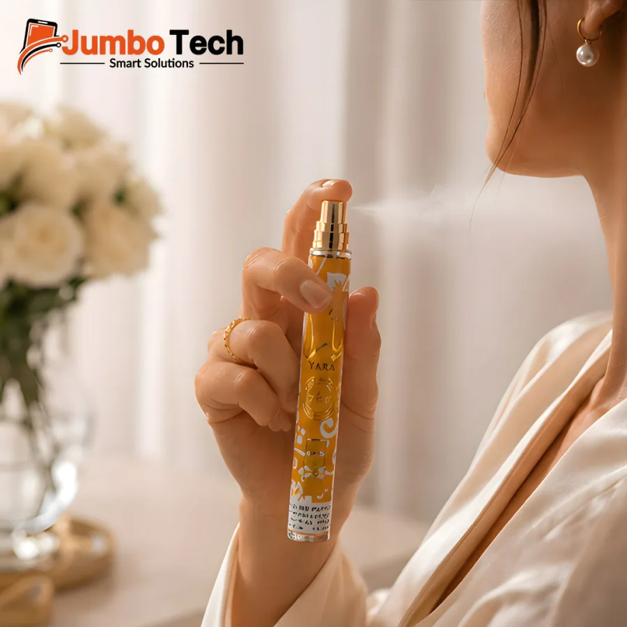 عطر يارا نسائي أو دو بارفان - سبراي قلم ذهبي بزخارف بيضاء 25مل