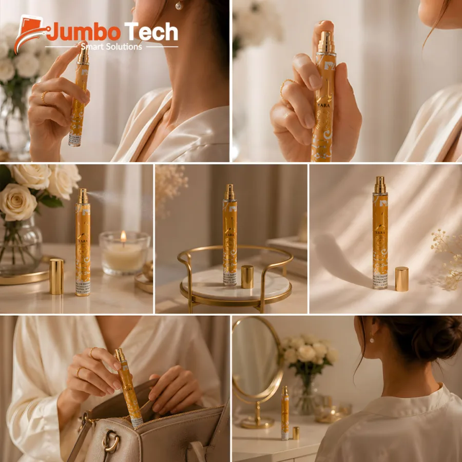 عطر يارا نسائي أو دو بارفان - سبراي قلم ذهبي بزخارف بيضاء 25مل