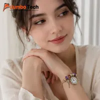 ساعة إسورة نسائية بخرز ملون وشرم متنوعة - تصميم بوهيمي أنيق