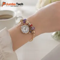ساعة إسورة نسائية بخرز ملون وشرم متنوعة - تصميم بوهيمي أنيق