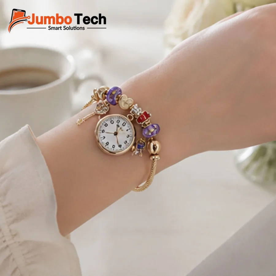Women's Charm Bracelet Watch with Colorful Beads - Bohemian Style