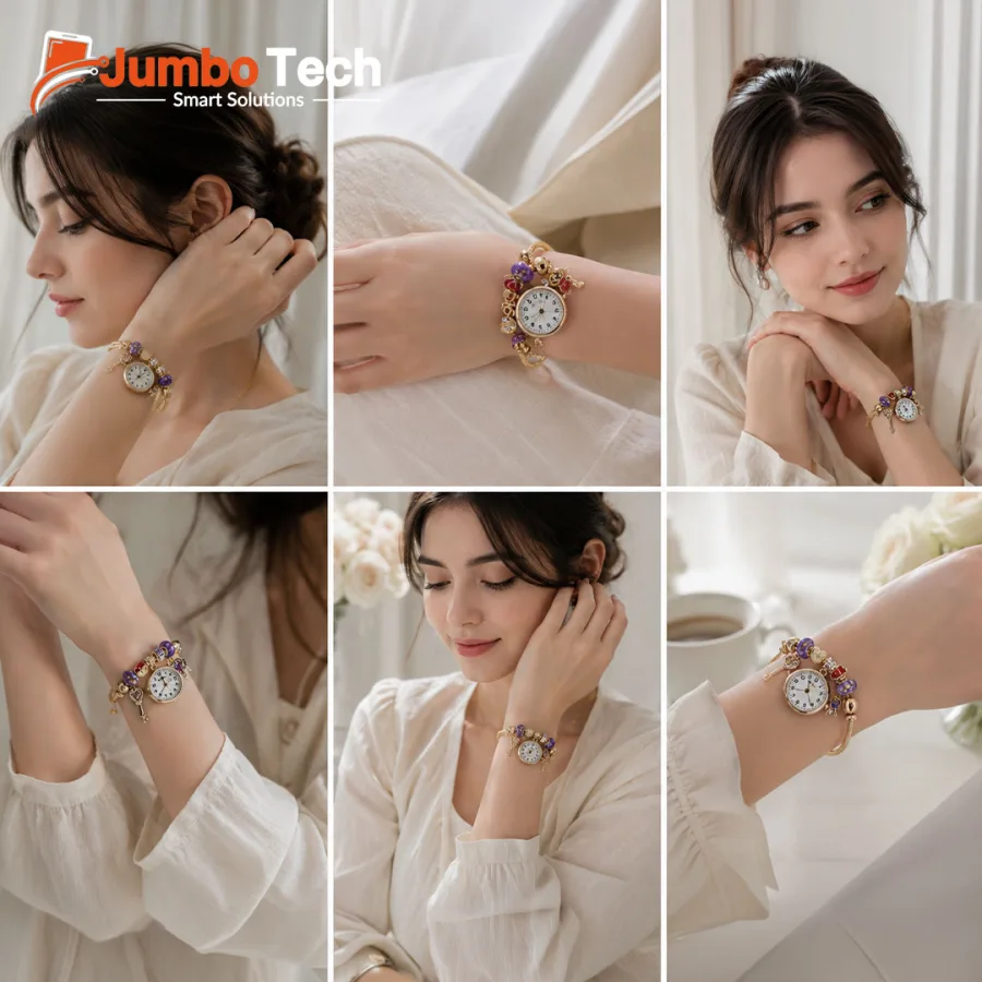 Women's Charm Bracelet Watch with Colorful Beads - Bohemian Style