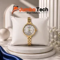 Curren Luxury Women's Watch Gold Metal Bracelet & Silver Sunray Dial with Zircon