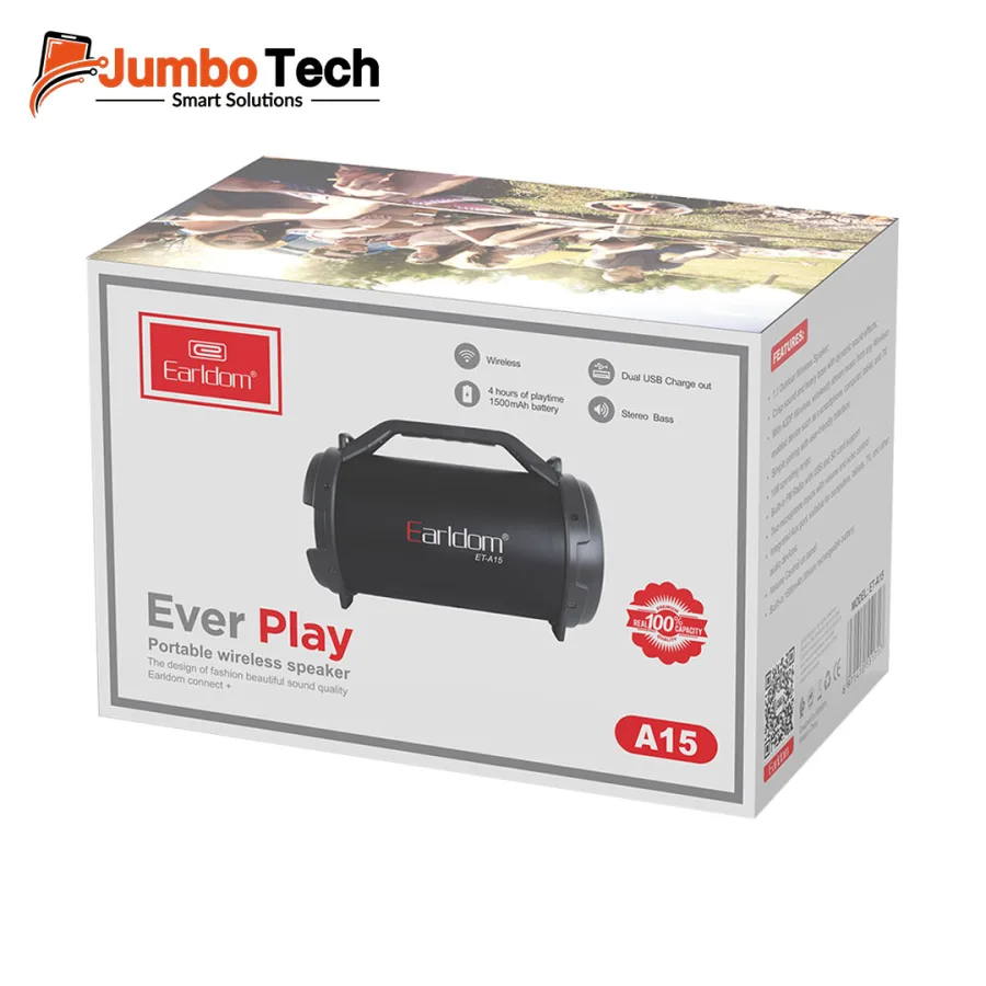 Earldom ET-A15 Ever Play Portable Bluetooth Speaker with Dual MIC & FM Radio