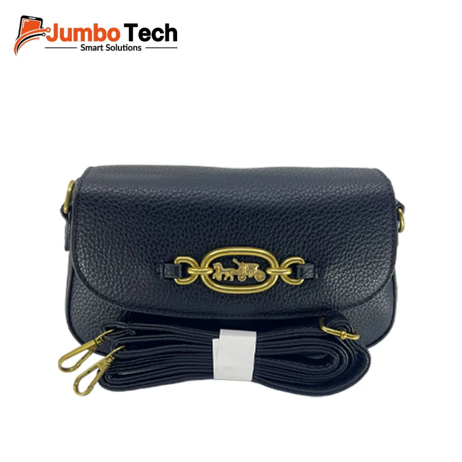 Crossbody Leather Shoulder Bag with Vintage Gold Horse & Carriage Hardware Accent