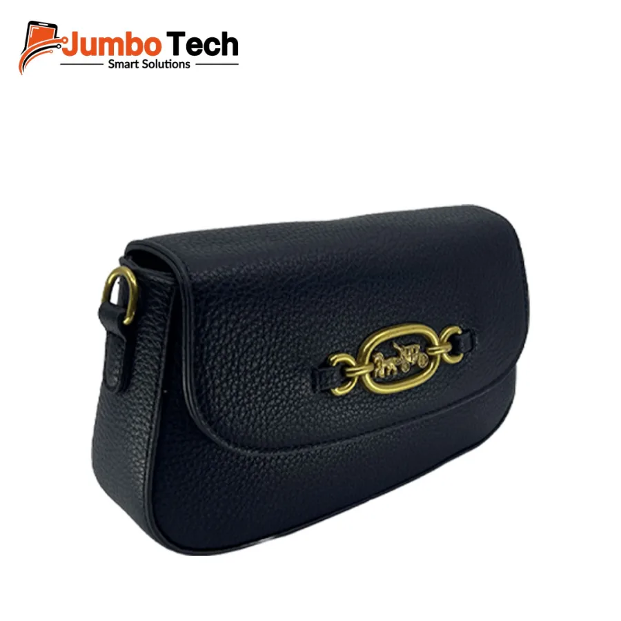 Crossbody Leather Shoulder Bag with Vintage Gold Horse & Carriage Hardware Accent