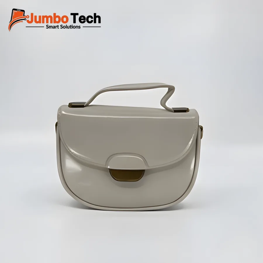 Vernika V&K Women's Leather Handbag with Curved Flap & Gold Metal Clasp