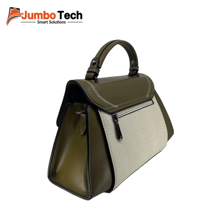 طقم شنطة يد نسائية BS Bag جلد بقفل دائري دوّار مع باوتش بنقشة جلد الثعبان (قطعتين)