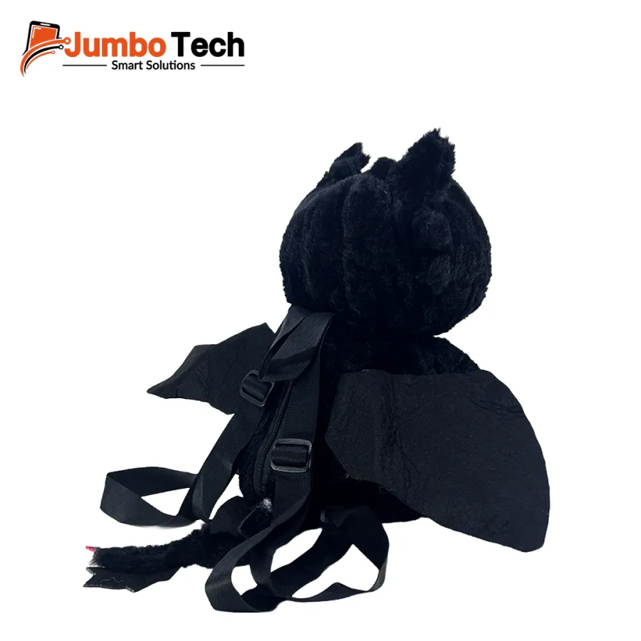 Kids' Plush Black Dragon Backpack with Wings & Green Eyes