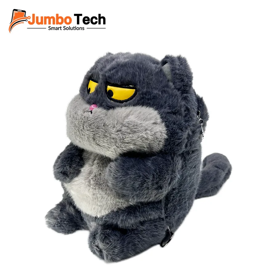 Chubby Lazy Cat Plush Doll with Sleepy Eyes & Fluffy Long Fur