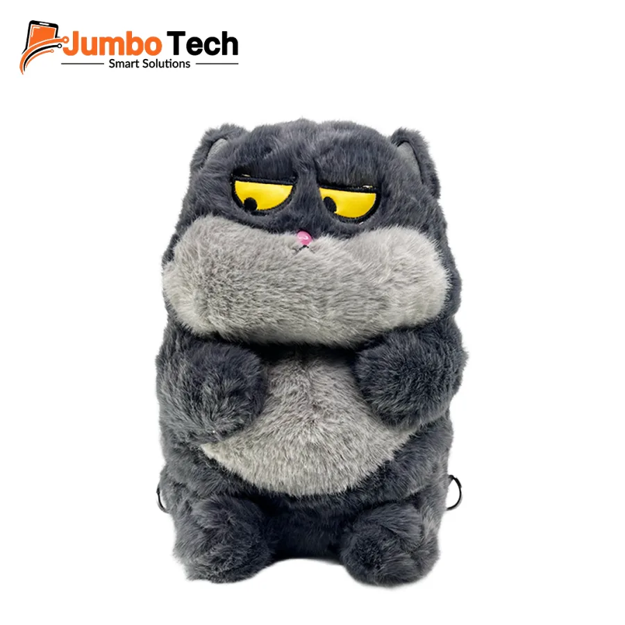 Chubby Lazy Cat Plush Doll with Sleepy Eyes & Fluffy Long Fur