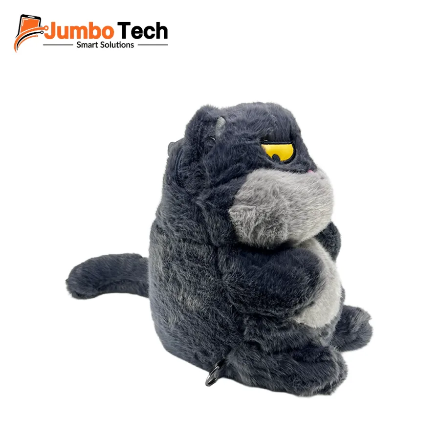 Chubby Lazy Cat Plush Doll with Sleepy Eyes & Fluffy Long Fur