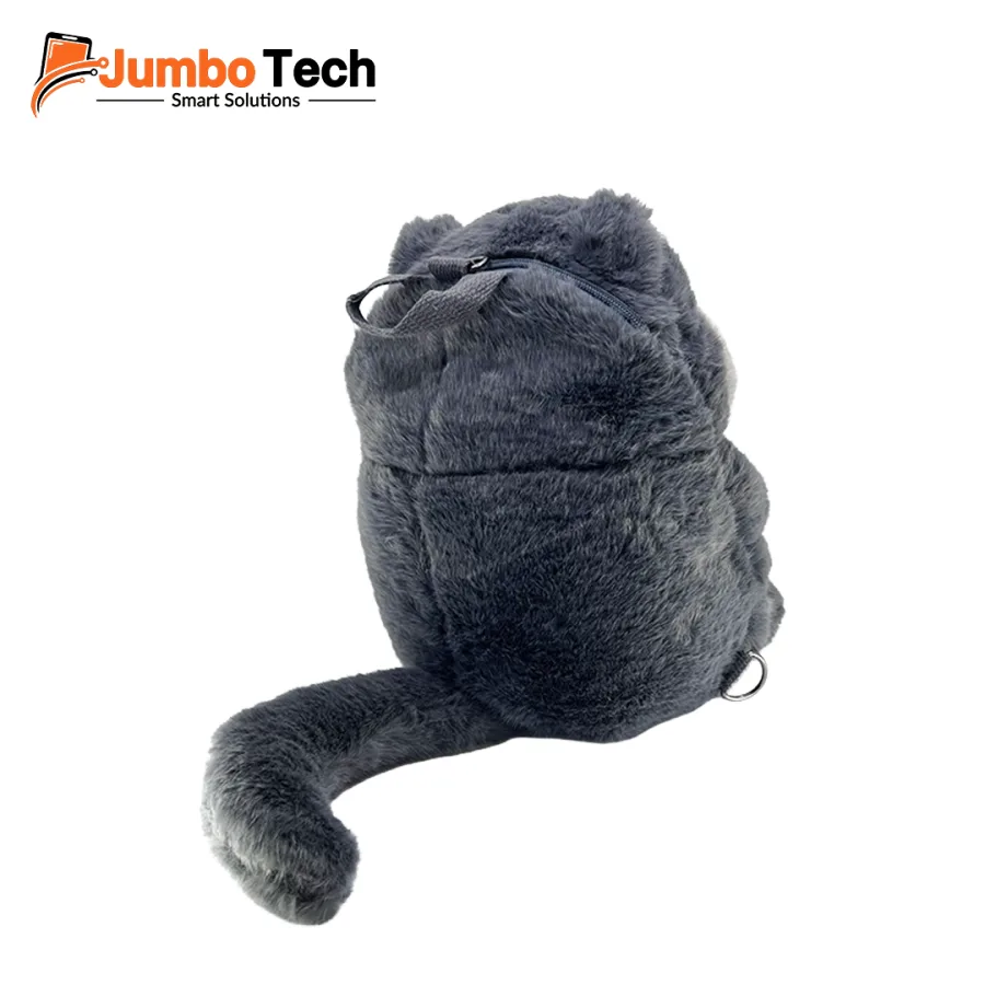 Chubby Lazy Cat Plush Doll with Sleepy Eyes & Fluffy Long Fur