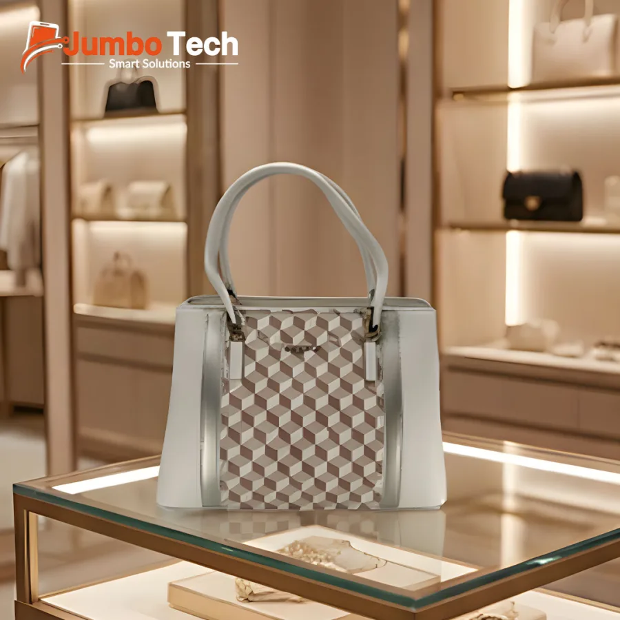 DR Dream City Women's Tote Bag with 3D Cube Print, Double Handles & Crossbody Strap