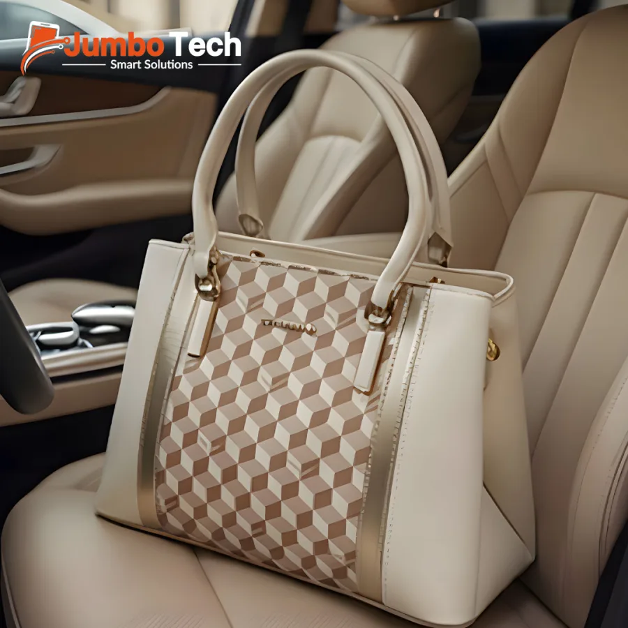 DR Dream City Women's Tote Bag with 3D Cube Print, Double Handles & Crossbody Strap