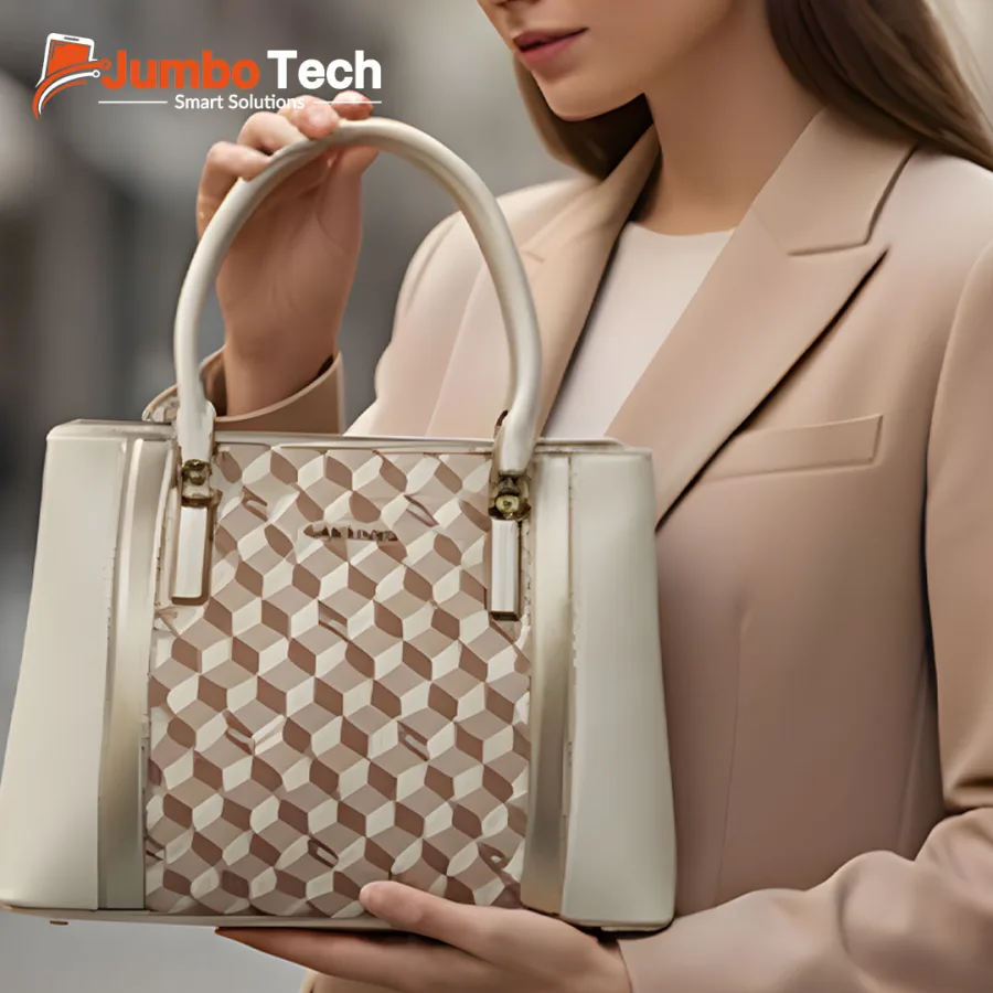 DR Dream City Women's Tote Bag with 3D Cube Print, Double Handles & Crossbody Strap