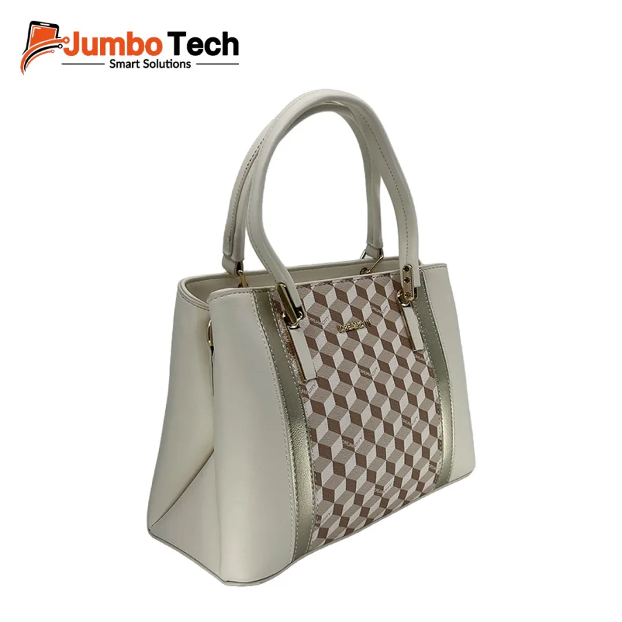 DR Dream City Women's Tote Bag with 3D Cube Print, Double Handles & Crossbody Strap