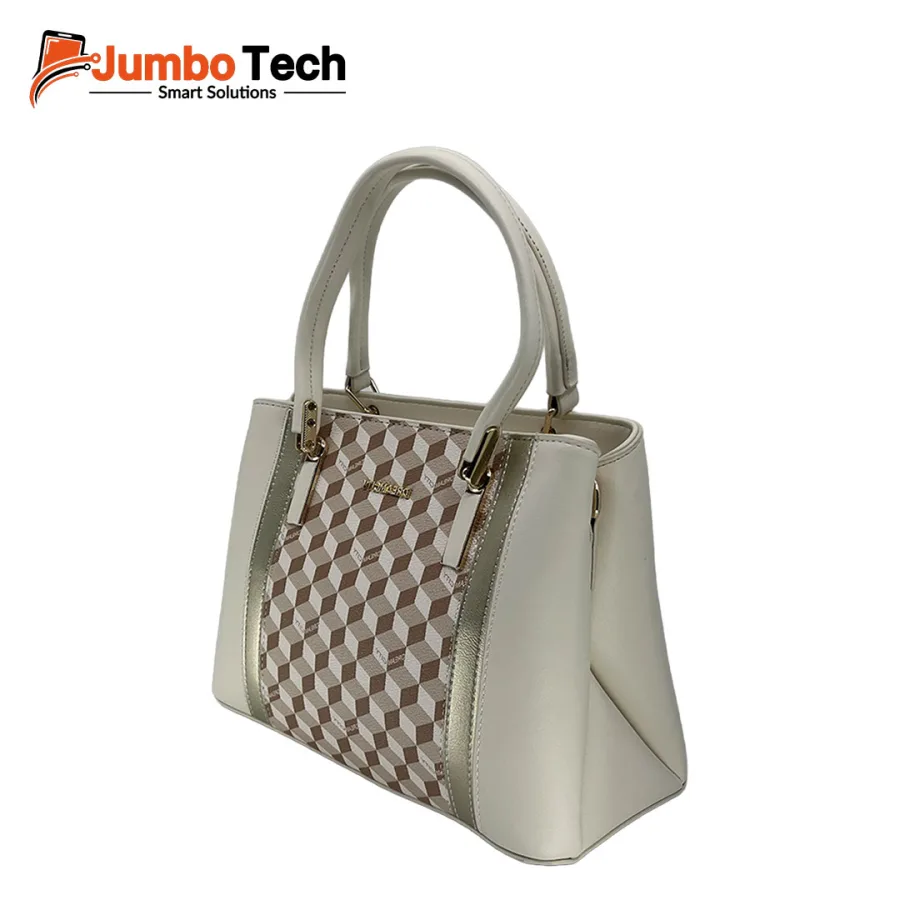 DR Dream City Women's Tote Bag with 3D Cube Print, Double Handles & Crossbody Strap