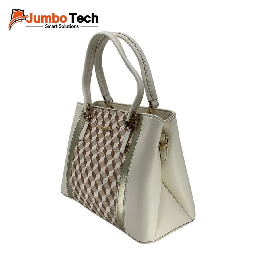 DR Dream City Women's Tote Bag with 3D Cube Print, Double Handles & Crossbody Strap