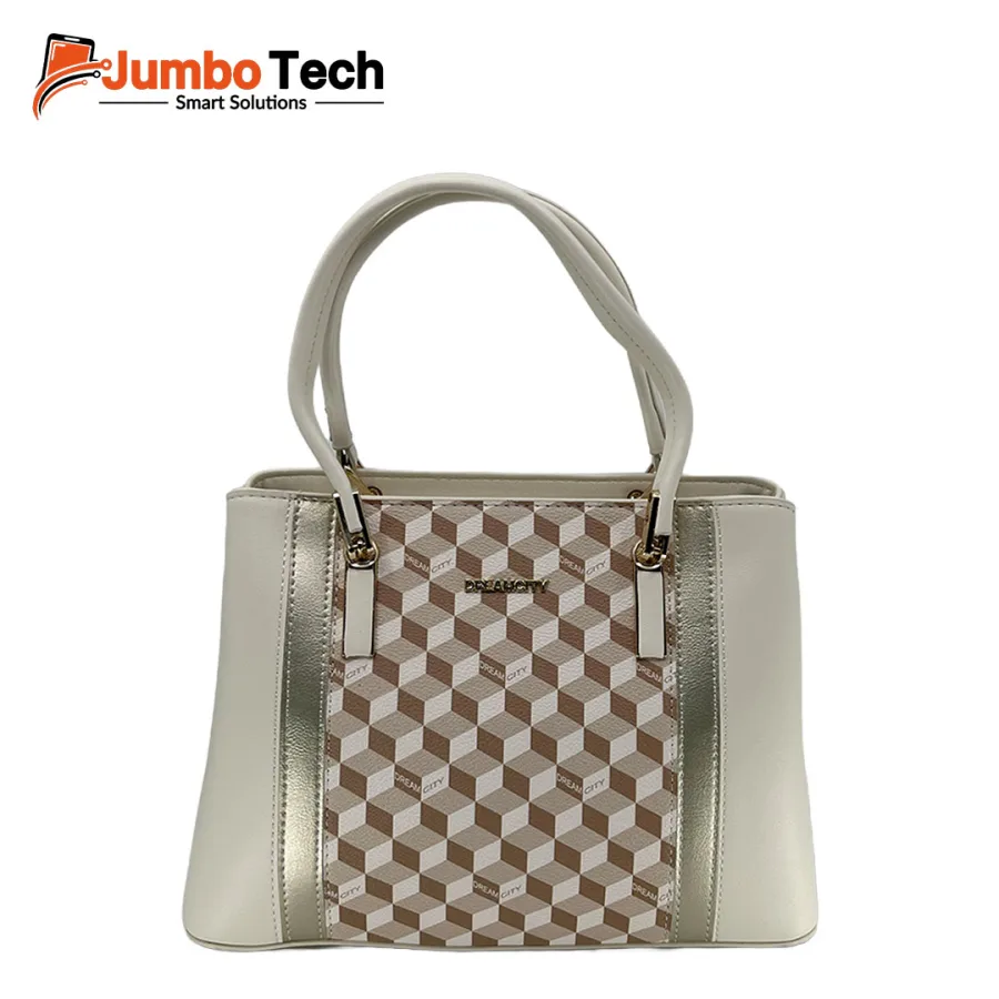 DR Dream City Women's Tote Bag with 3D Cube Print, Double Handles & Crossbody Strap