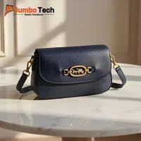شنطة كتف كروس بودي جلد بتصميم كلاسيكي وإكسسوار معدني ذهبي بشكل عربة وحصان
